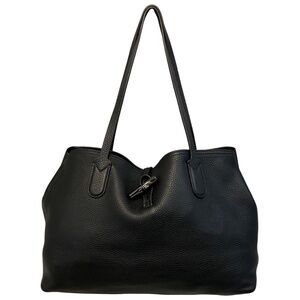LONGCHAMP BLACK ROSEAU LARGE LEATHER TOTE